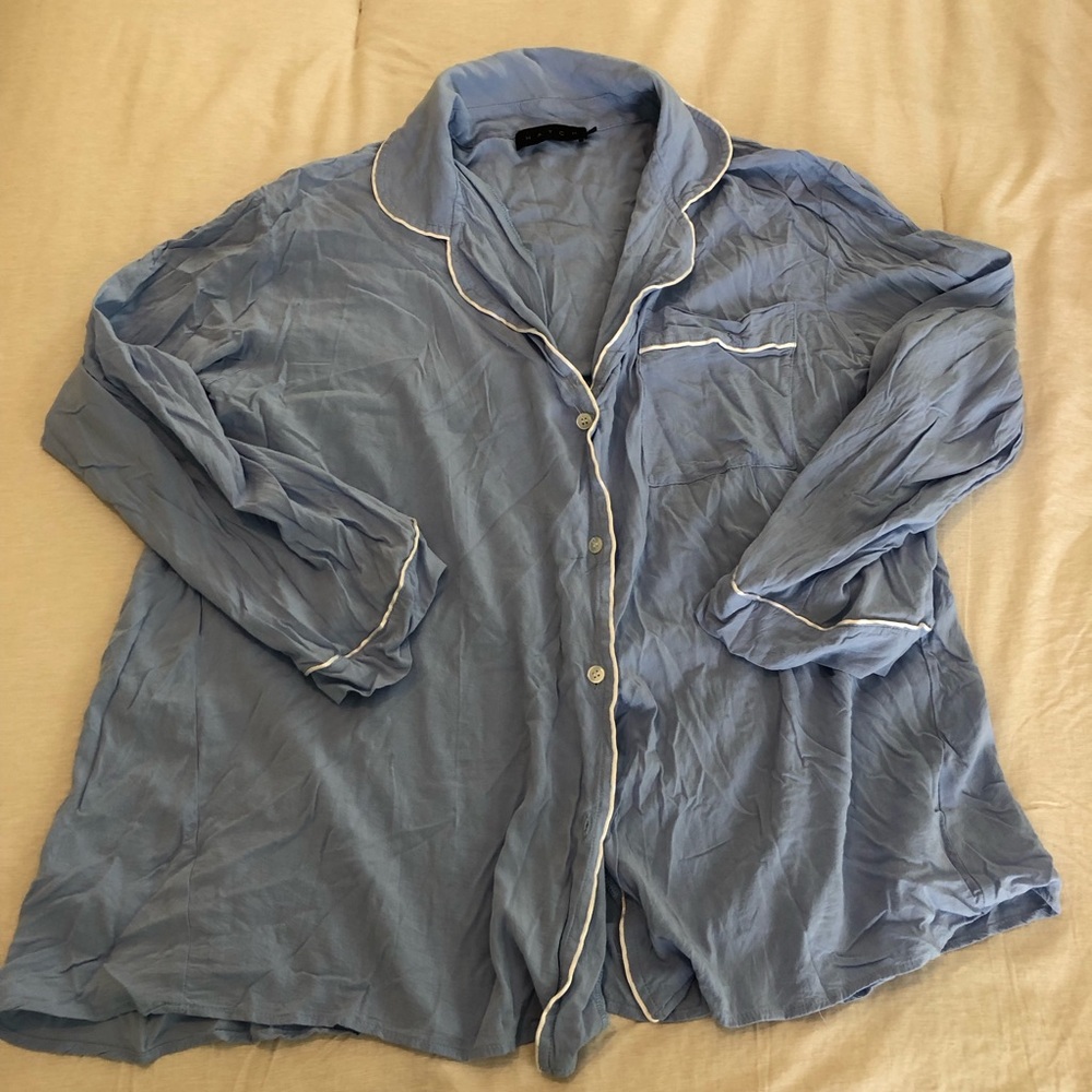 Hatch Button Down Shirt Blue Euc - image 1